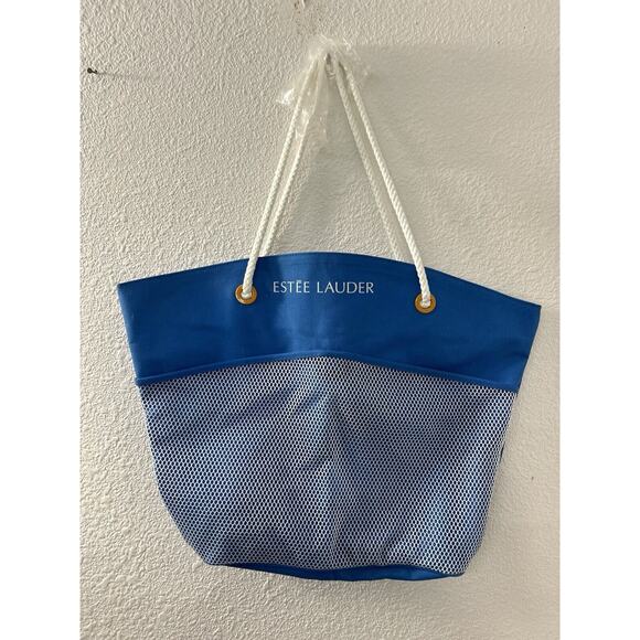 Vintage‎ Estee Lauder Blue Nautical Beach Bag Large Tote - Picture 1 of 6